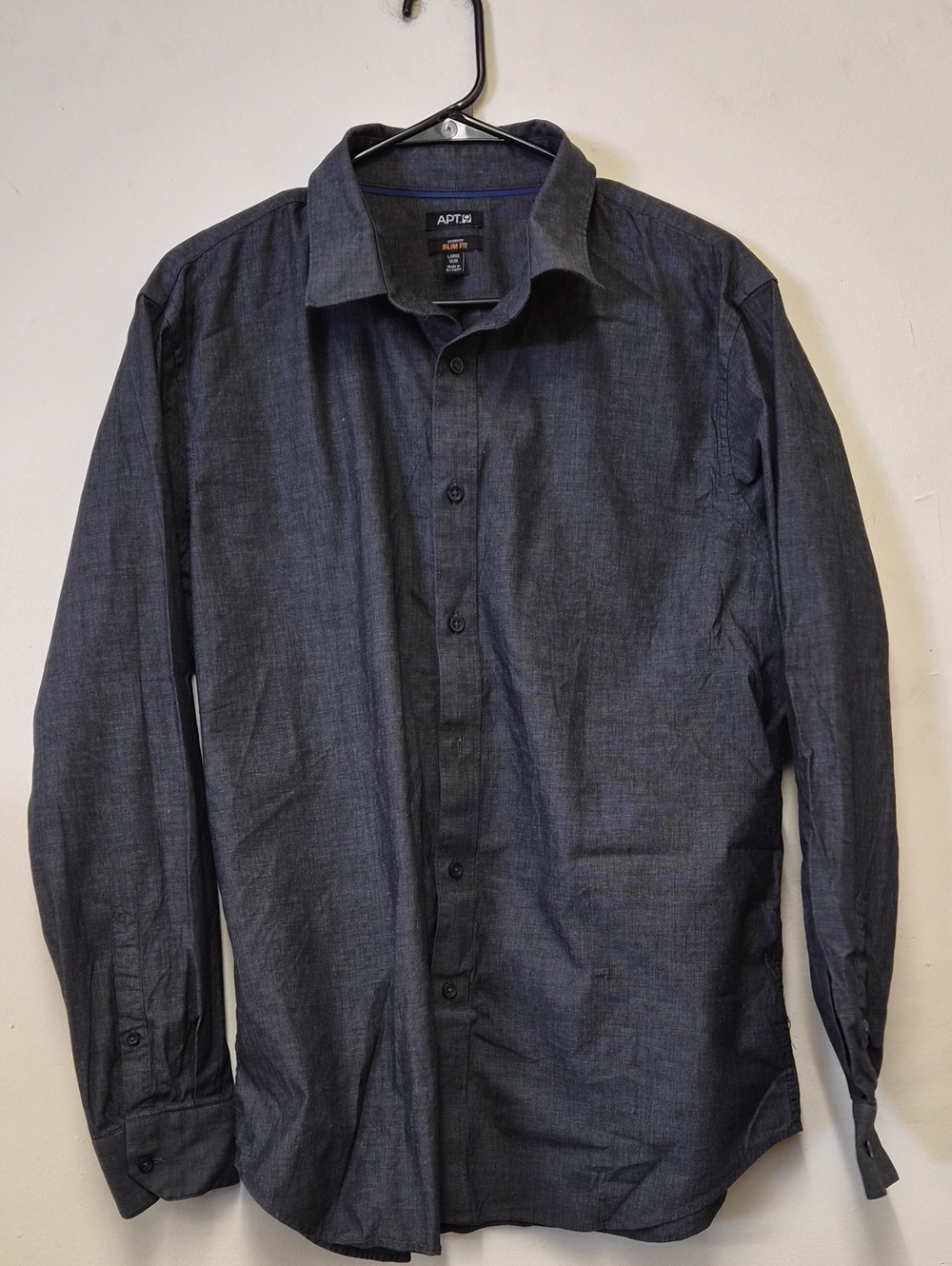 Apt. 9 Men's Slate Gray Long-Sleeve Button-Up Shirt Size L